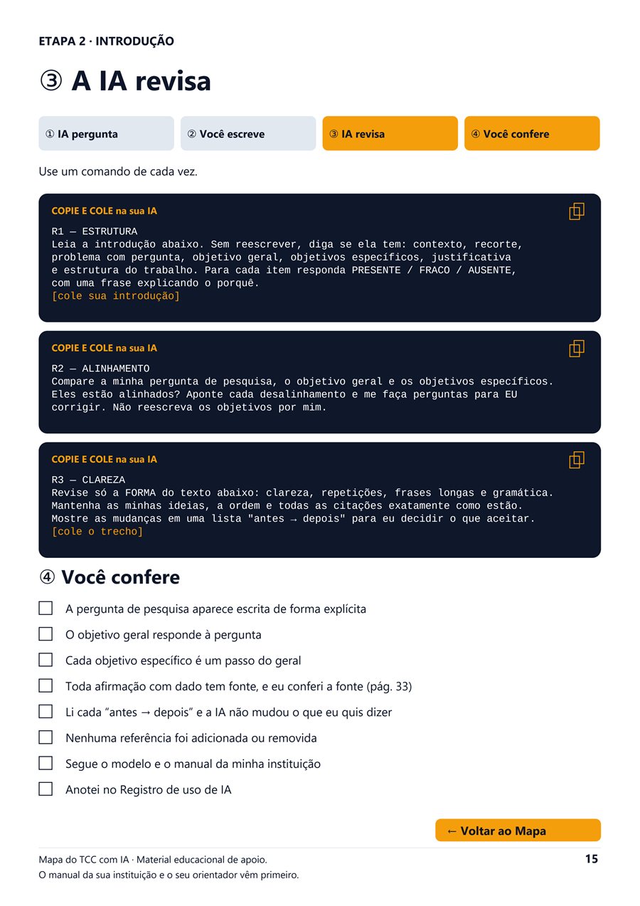 Página 15 do guia: comandos de revisão e checklist Você confere
